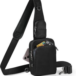 Black RFID-Blocking Anti-Theft Mini Crossbody Sling Bag for Travel and Daily Use